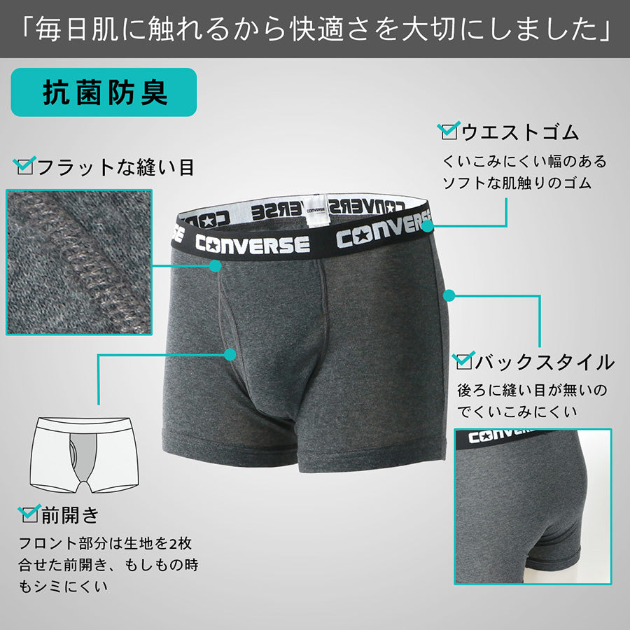 【大きいサイズ】CONVERSE コンバース ボクサーパンツ 大きいサイズ キングサイズ 3枚セット 前開き 抗菌防臭 下着 パンツ インナー アンダーウエア(6871690010)