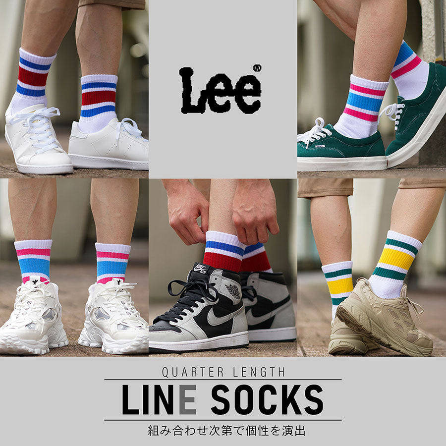 【大きいサイズ】Lee リー メンズ 靴下 ライン 5足組 ラインソックス セット ブランド プレゼント(6878620008)