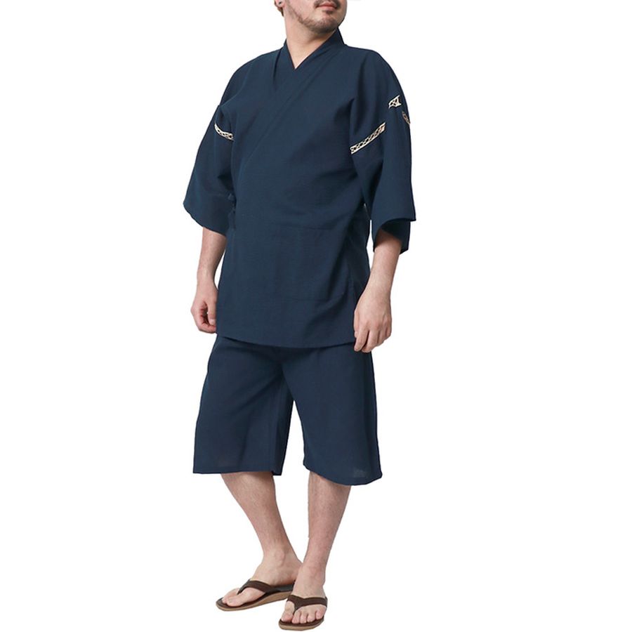 【大きいサイズ】marukawa マルカワ 甚平 メンズ 大きいサイズ 夏服 しじら 無地 ストライプ 甚兵衛 ジンベイ じんべい じんべえ 上下セット セットアップ シジラ 和服 和装 レトロ モダン 清涼 涼しい 夏祭り お祭り 花火大会(6892080021)