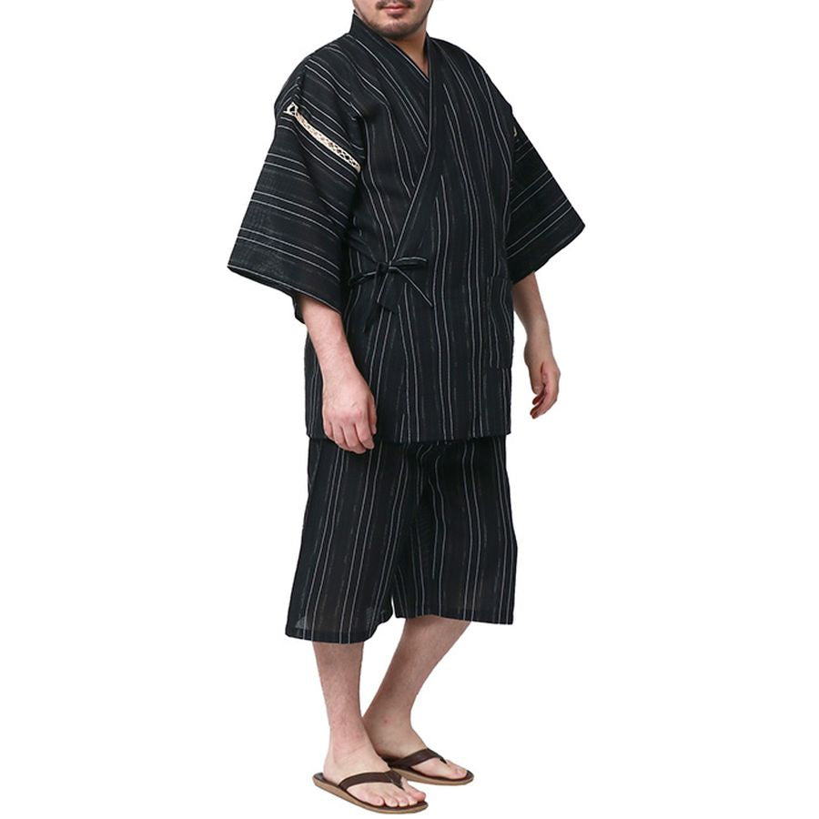 【大きいサイズ】marukawa マルカワ 甚平 メンズ 大きいサイズ 夏服 しじら 無地 ストライプ 甚兵衛 ジンベイ じんべい じんべえ 上下セット セットアップ シジラ 和服 和装 レトロ モダン 清涼 涼しい 夏祭り お祭り 花火大会(6892080021)