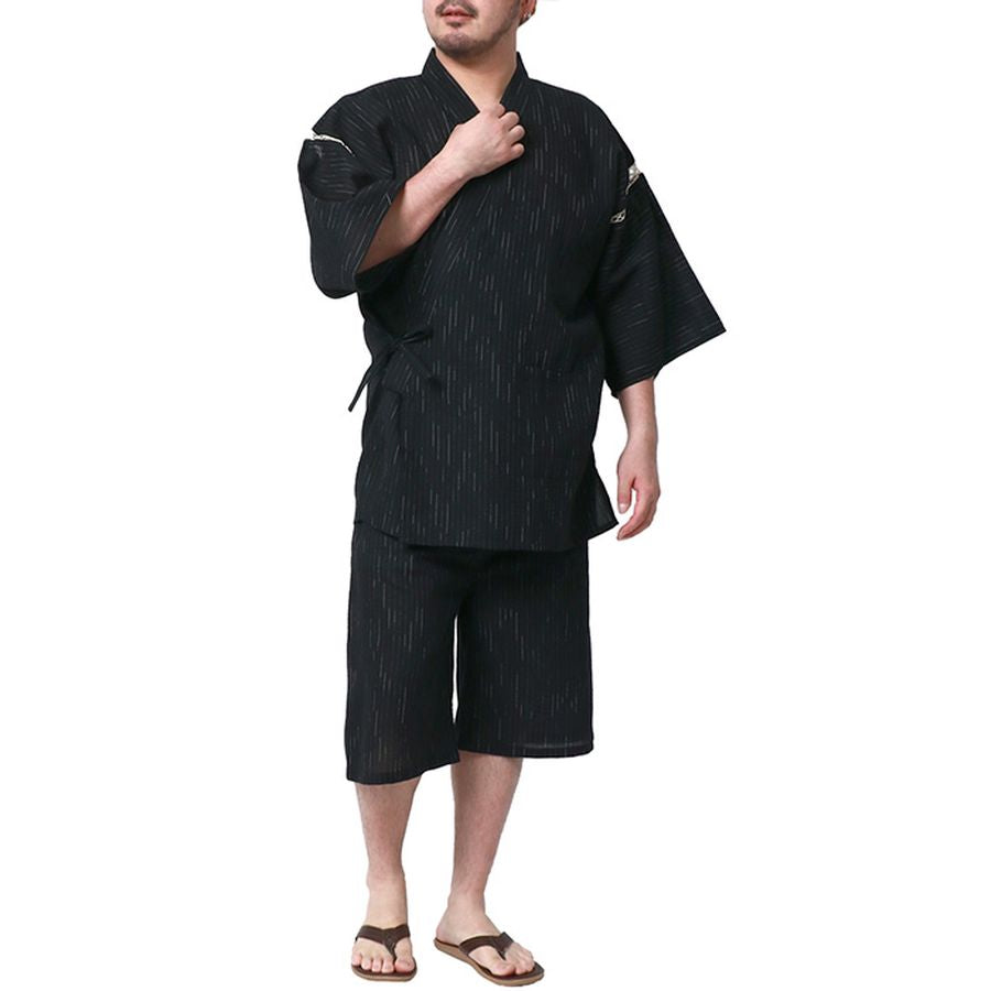 【大きいサイズ】marukawa マルカワ 甚平 メンズ 大きいサイズ 夏服 しじら 無地 ストライプ 甚兵衛 ジンベイ じんべい じんべえ 上下セット セットアップ シジラ 和服 和装 レトロ モダン 清涼 涼しい 夏祭り お祭り 花火大会(6892080021)