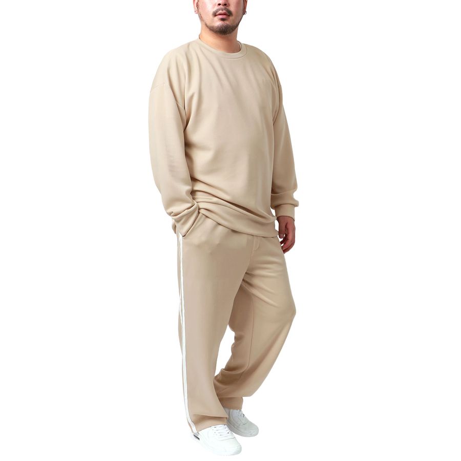 【大きいサイズ】soleildor ソレイルドール ルームウェア メンズ 上 下 部屋着 おしゃれ 長袖 大きいサイズ パジャマ 秋冬 かわいい ブランド セットアップ スウェット スエット 無地 ジャージ セットアップ(6895030004)
