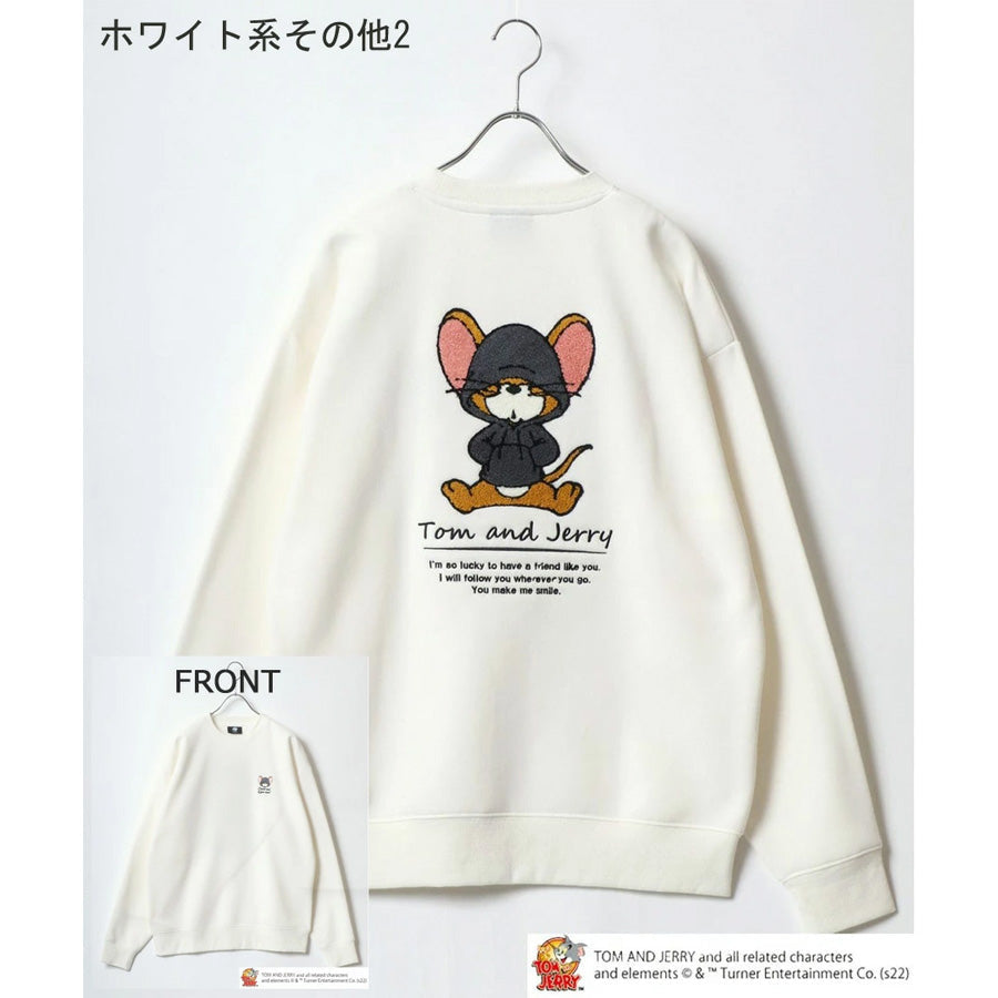 Tom and Jerry トムとジェリー スウェット トレーナー メンズ 裏起毛 ビッグシルエット オーバーサイズ ゆったり シンプル ロゴ入り ワンポイント 長袖 キャラクター 大きいサイズ レディース(0122280285)