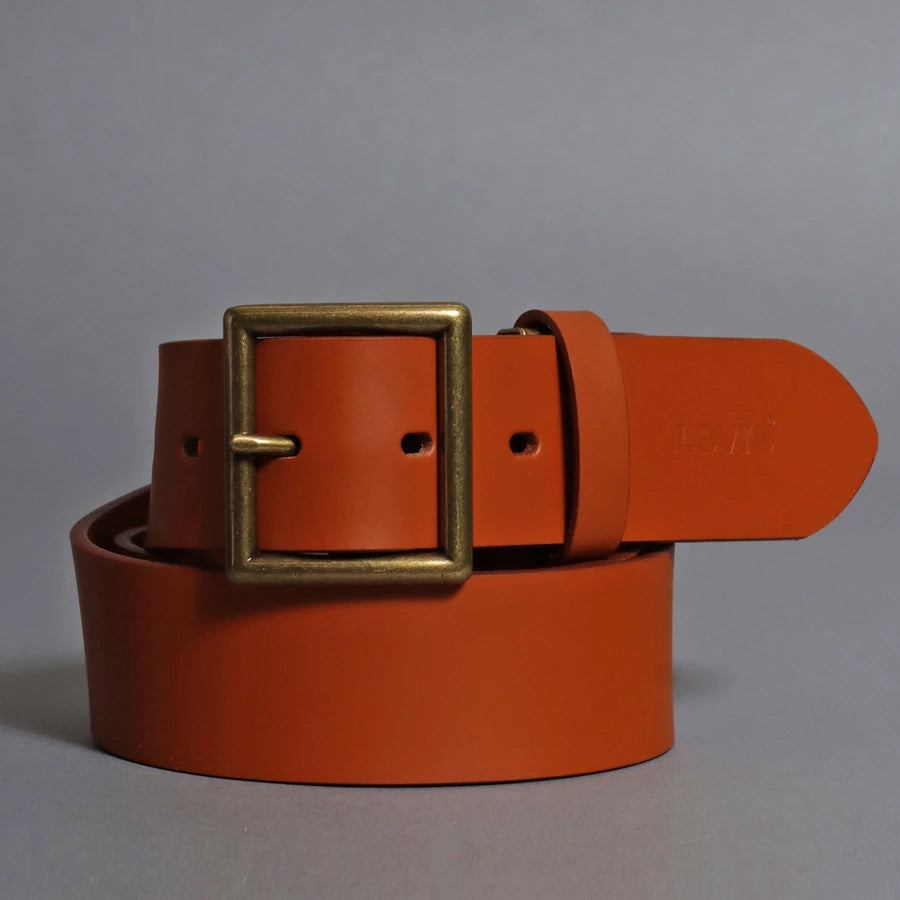 Levi's リーバイス 本革 スクエアバックル 40mm レザーベルト ベルト メンズ おしゃれ ブランド 革 カジュアル ビジネス 大きいサイズ かっこいい オシャレ コーデ 人気 かわいい ペアルック レディース ユニセックス 全長約111cm(7718990093)