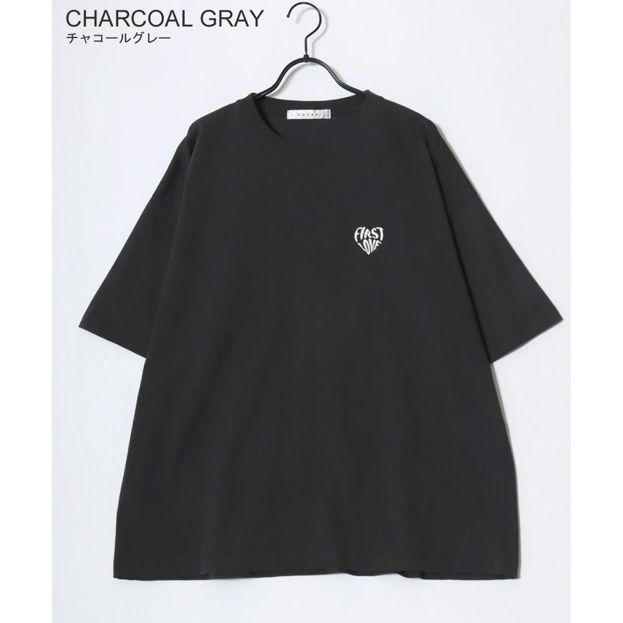 Lazar ラザル Tシャツ メンズ レディース ユニセックス 半袖 ロゴ ワンポイント 刺繍 ビッグシルエット オーバーサイズ ハート柄 カットソー(0115030058)
