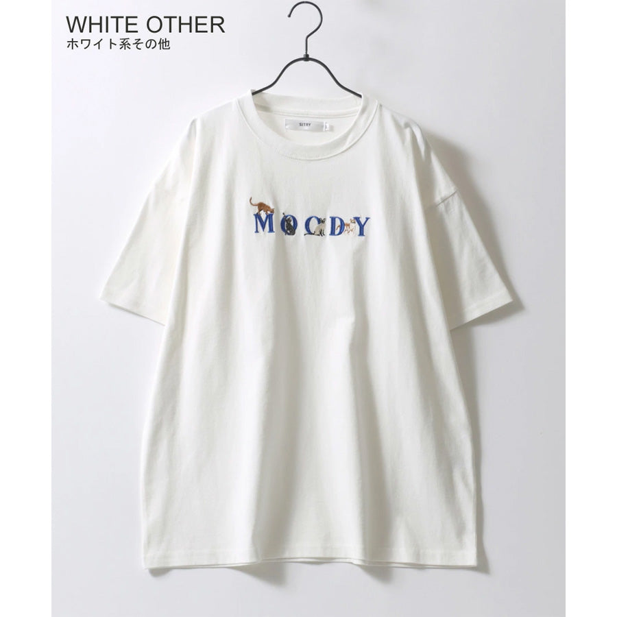 SITRY シトリー Tシャツ 半袖 メンズ レディース ユニセックス 綿100 別注 オーバーサイズ ビッグシルエット ワイドシルエット アニマル ゴースト ワンポイント刺繍 カットソー トップス(0115130027)