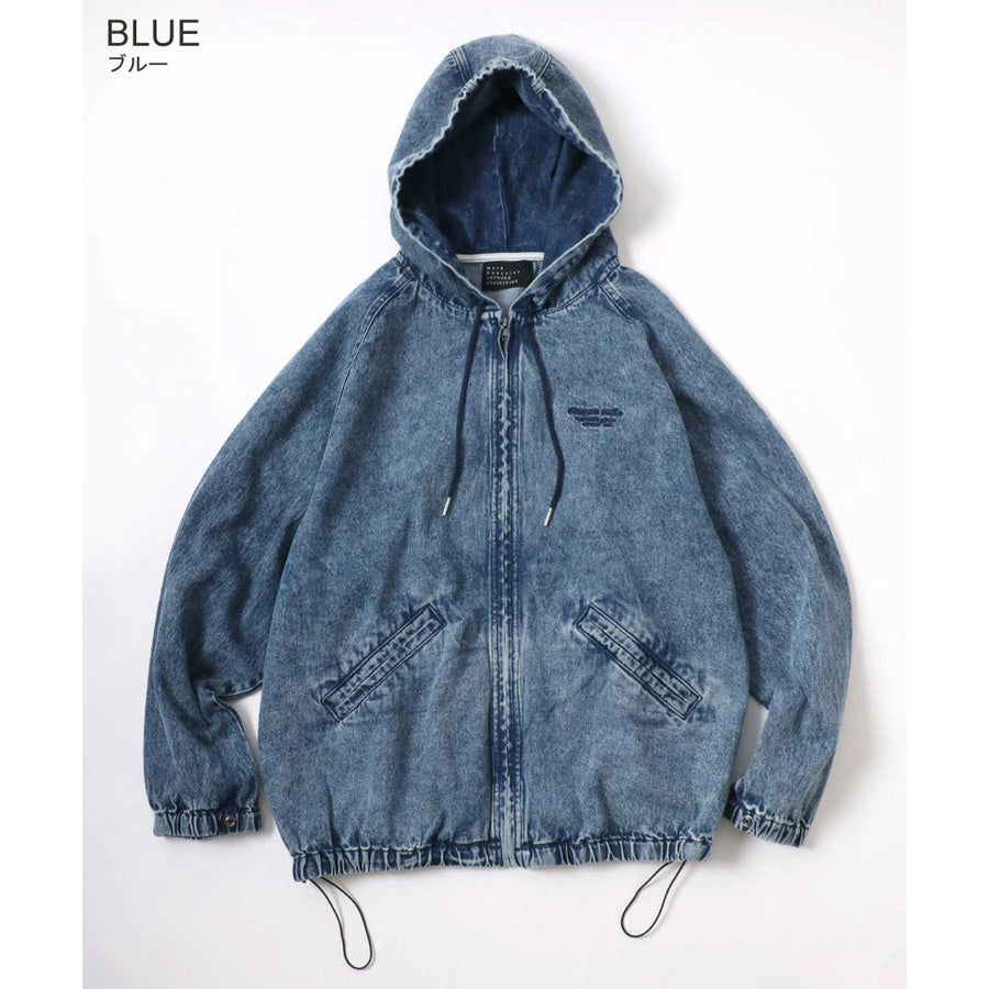 Mark Gonzales マークゴンザレス デニムジャケット メンズ フーディ 別注 オーバーサイズ デニム リアルツリーカモ ジップアップパーカー 総柄パーカー(3135030002)