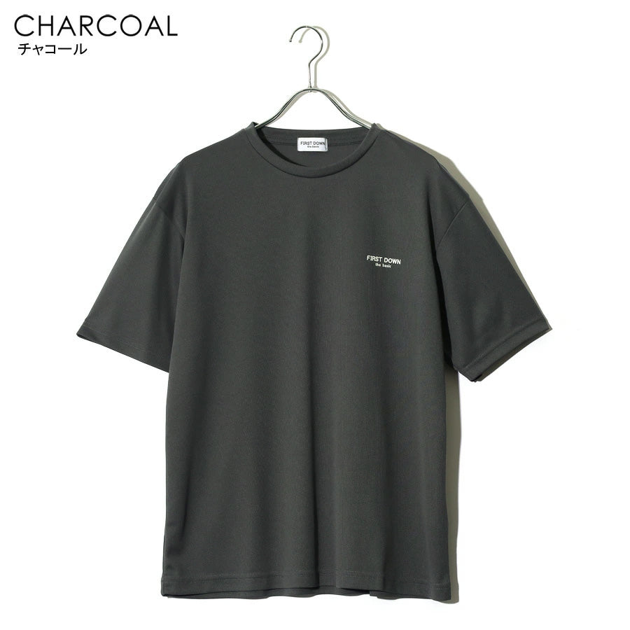 FIRST DOWN ファーストダウン Tシャツ 半袖 メンズ レディース ユニセックス マイクロメッシュ ワンポイント ブランド ロゴ クルーネック 吸水速乾 ドライ(0112000223)