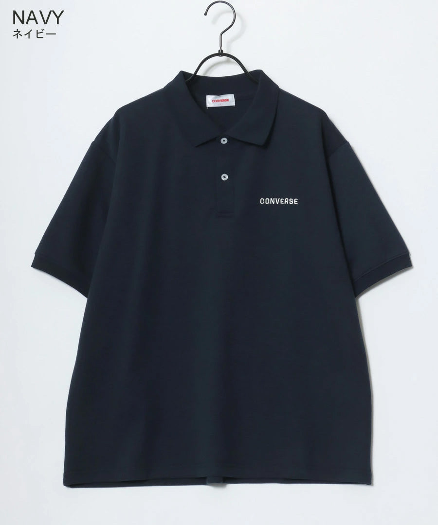 CONVERSE コンバース ポロシャツ 半袖 メンズ レディース ユニセックス ブランド QUICK DRY 速乾 カノコ 無地 ロゴ オールスター ワンポイント刺繍 襟ライン 鹿の子(0142280184)