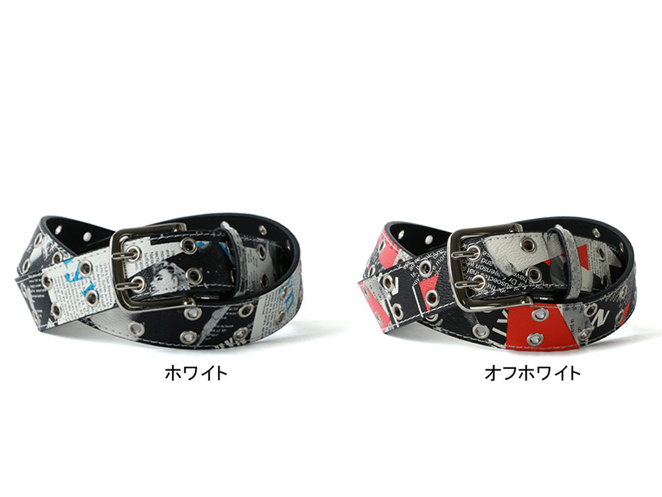MRU エムアールユー Wピンベルト おしゃれ カジュアル 総柄 ダブルピンベルト(7718490278)
