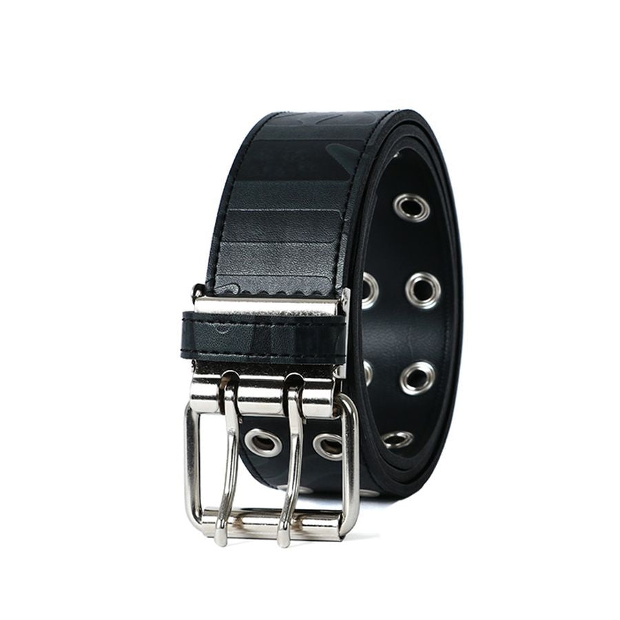 MRU エムアールユー ベルト メンズ PUレザー ダブルピン Wピンベルト ロングベルト ハトメベルト 革ベルト 日本製(7718490279)