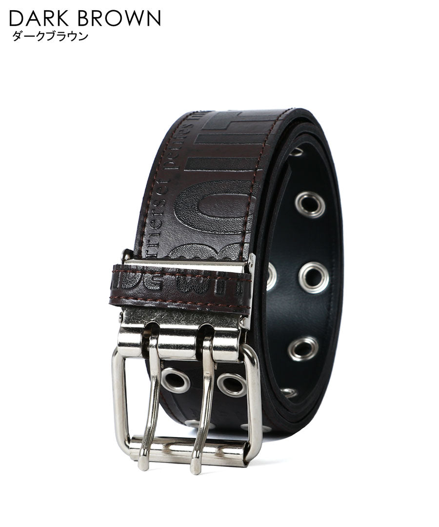 MRU エムアールユー ベルト メンズ PUレザー ダブルピン Wピンベルト ロングベルト ハトメベルト 革ベルト 日本製(7718490279)