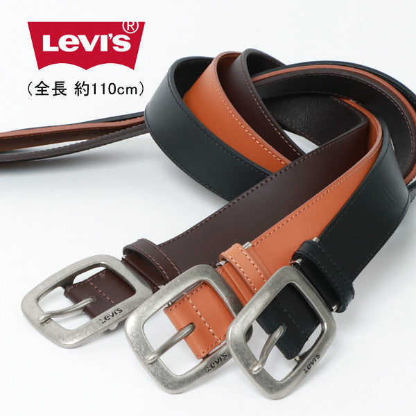 Levi's リーバイス ベルト 本革 レザー 床革 レザーベルト 牛革ベルト 革ベルト ロゴ(7718990015)
