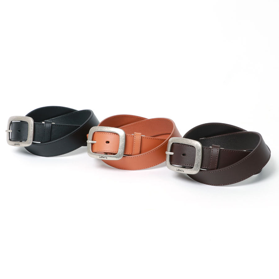 Levi's リーバイス ベルト 本革 レザー 床革 レザーベルト 牛革ベルト 革ベルト ロゴ(7718990015)