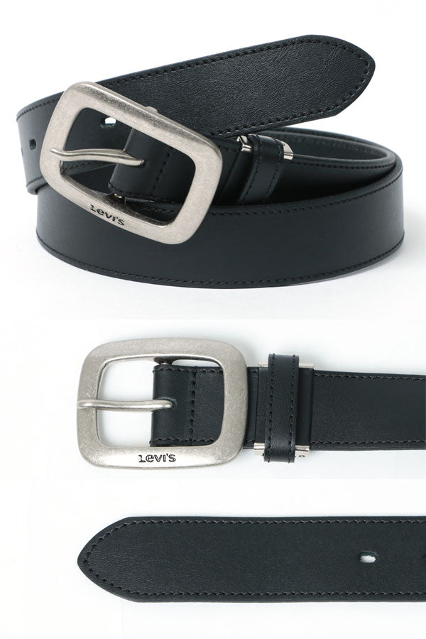 Levi's リーバイス ベルト 本革 レザー 床革 レザーベルト 牛革ベルト 革ベルト ロゴ(7718990015)