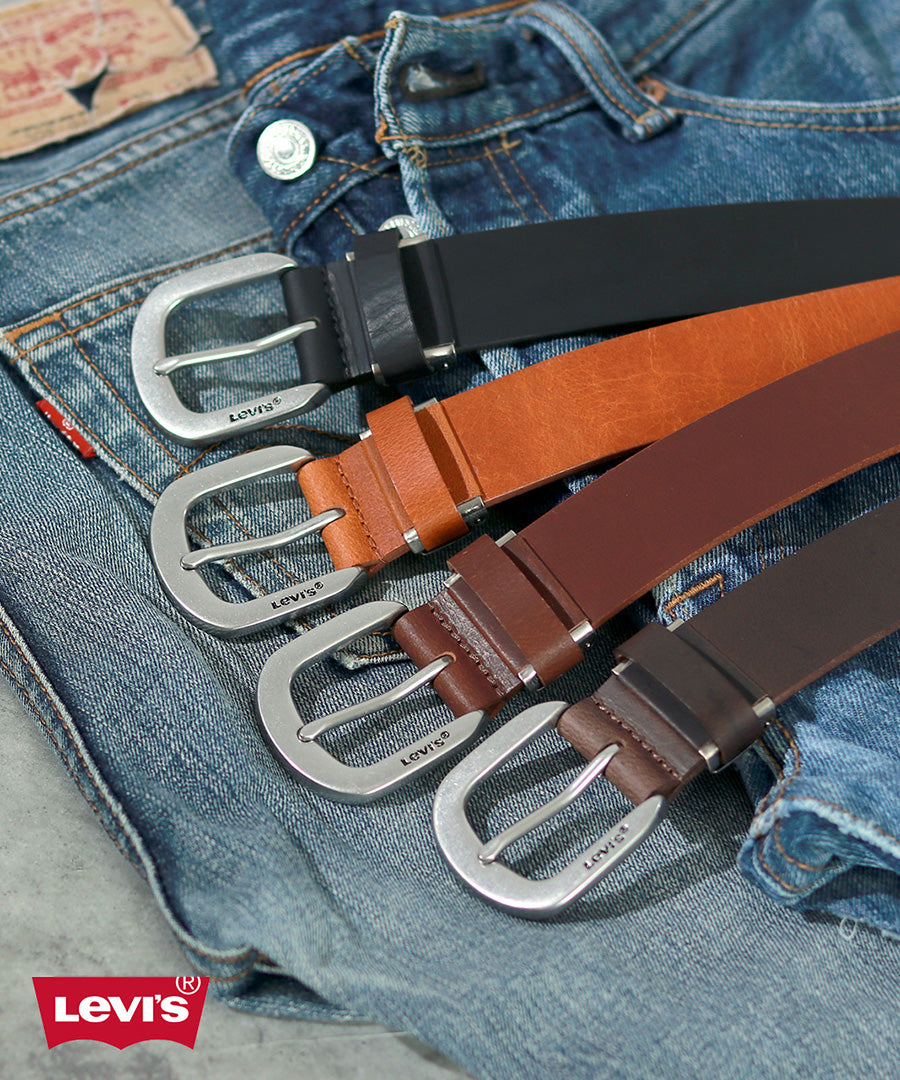 Levi's リーバイス ブランド ロゴ 刻印 ベルト レザー 牛革 サイズ調整可能(7718990032)