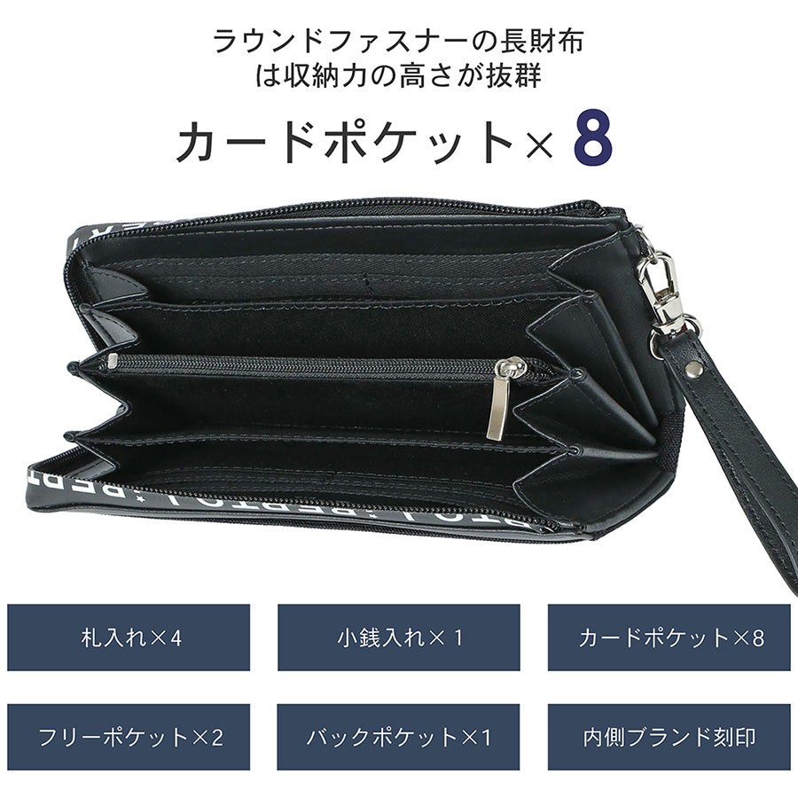LiBERTO EDWIN リベルト エドウィン 長財布 合成皮革 ストラップ 長サイフ PUレザー ラウンドファスナー(7738490091)