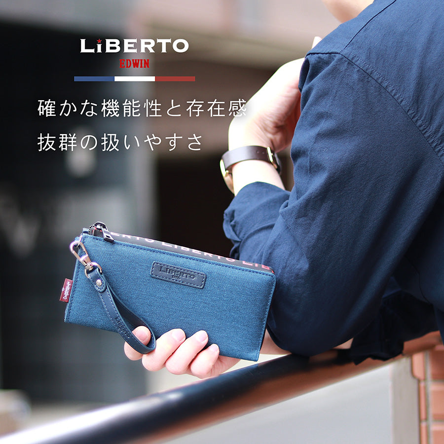 LiBERTO EDWIN リベルト エドウィン 長財布 合成皮革 ストラップ 長サイフ PUレザー ラウンドファスナー(7738490091)