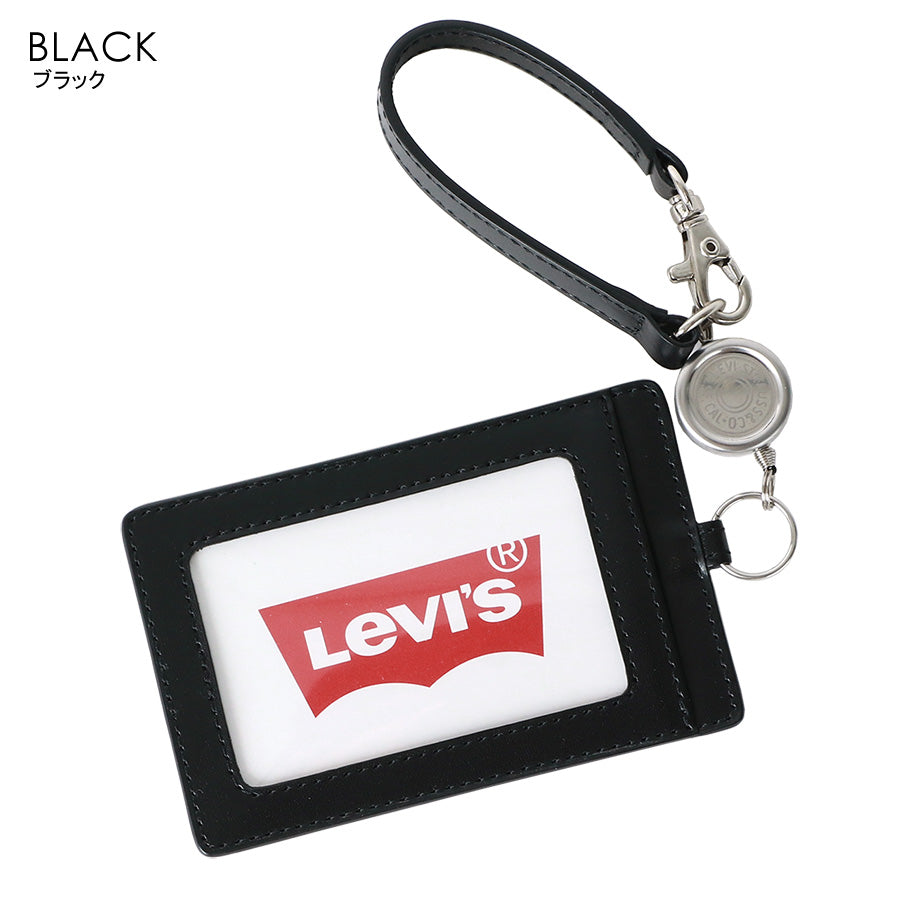 Levi's リーバイス 通勤 通学 シンプル 男女兼用 パスケース レザー 無地 定期入れ リール付き(7738990027)