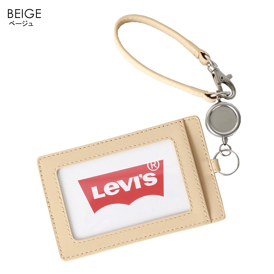 Levi's リーバイス 通勤 通学 シンプル 男女兼用 パスケース レザー 無地 定期入れ リール付き(7738990027)