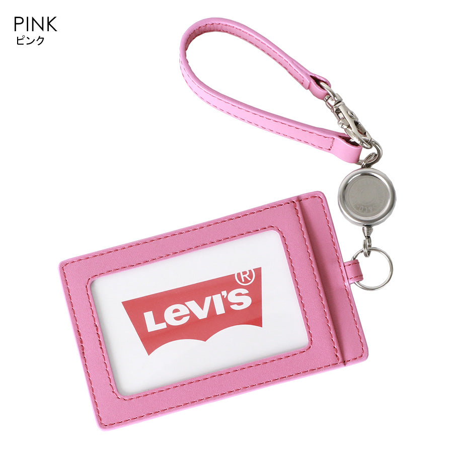 Levi's リーバイス 通勤 通学 シンプル 男女兼用 パスケース レザー 無地 定期入れ リール付き(7738990027)