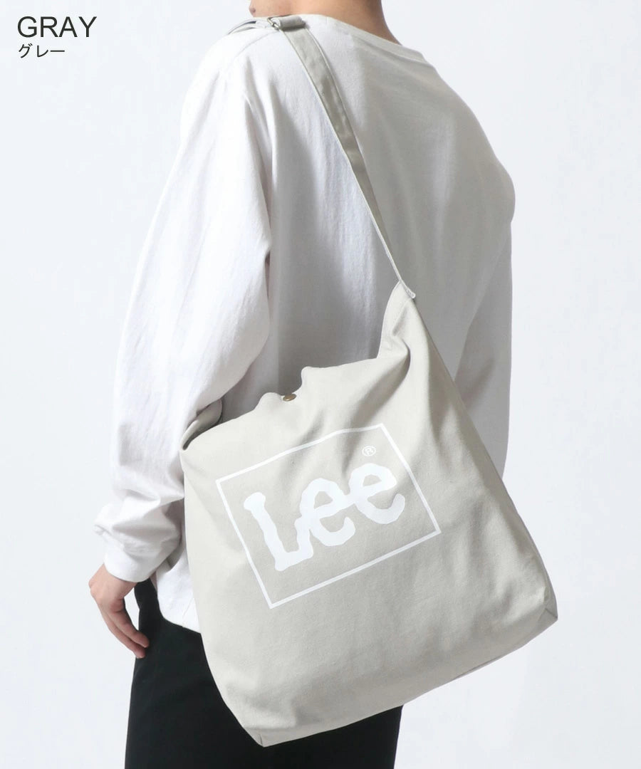 Lee リー ショルダーバッグ キャンバス 2WAY レディース メンズ ユニセックス トートバッグ ロゴプリント ミニボックスロゴ 刺繍 無地 バックポケット ミニポケット 収納 B4 大容量 通勤 通学 デイリーユース(7787840001)