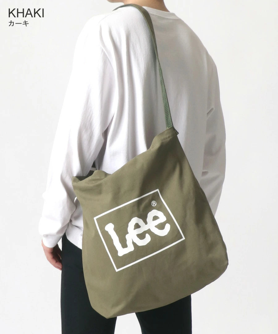 Lee リー ショルダーバッグ キャンバス 2WAY レディース メンズ ユニセックス トートバッグ ロゴプリント ミニボックスロゴ 刺繍 無地 バックポケット ミニポケット 収納 B4 大容量 通勤 通学 デイリーユース(7787840001)