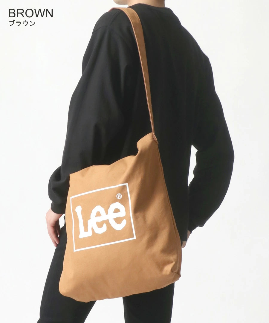 Lee リー ショルダーバッグ キャンバス 2WAY レディース メンズ ユニセックス トートバッグ ロゴプリント ミニボックスロゴ 刺繍 無地 バックポケット ミニポケット 収納 B4 大容量 通勤 通学 デイリーユース(7787840001)