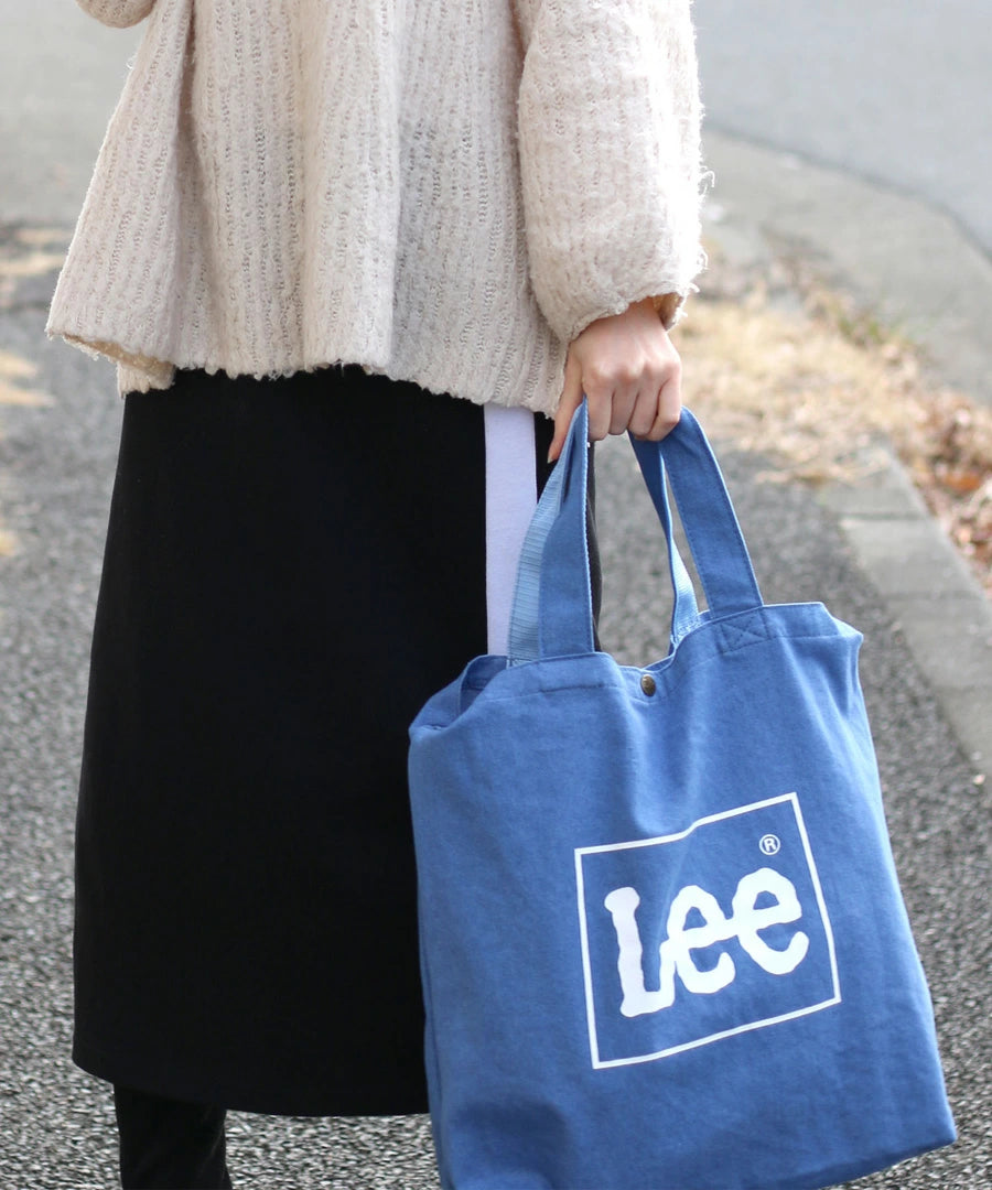 Lee リー ショルダーバッグ キャンバス 2WAY レディース メンズ ユニセックス トートバッグ ロゴプリント ミニボックスロゴ 刺繍 無地 バックポケット ミニポケット 収納 B4 大容量 通勤 通学 デイリーユース(7787840001)