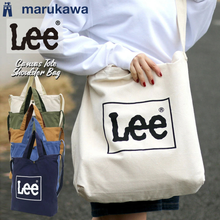 Lee リー ショルダーバッグ キャンバス 2WAY レディース メンズ ユニセックス トートバッグ ロゴプリント ミニボックスロゴ 刺繍 無地 バックポケット ミニポケット 収納 B4 大容量 通勤 通学 デイリーユース(7787840001)