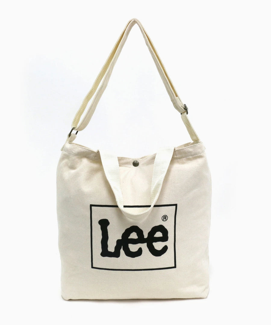 Lee リー ショルダーバッグ キャンバス 2WAY レディース メンズ ユニセックス トートバッグ ロゴプリント ミニボックスロゴ 刺繍 無地 バックポケット ミニポケット 収納 B4 大容量 通勤 通学 デイリーユース(7787840001)