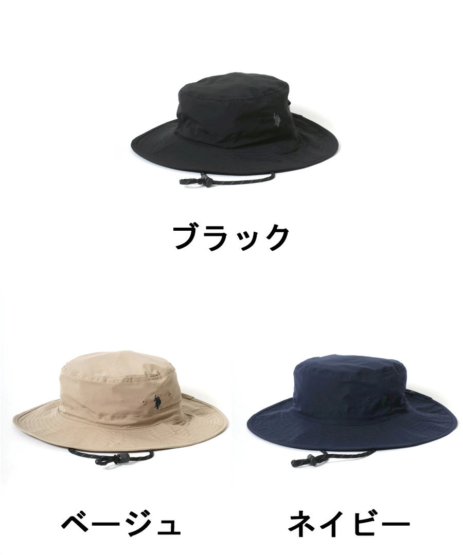 U.S. POLO ASSN. ユーエスポロアッスン サンシェード付 アドベンチャーハット サファリハット メンズ レディース ユニセックス ロゴ ワンポイント刺繍 UVカット 速乾性 リップストップ仕様 デイリーユース(7817140010)