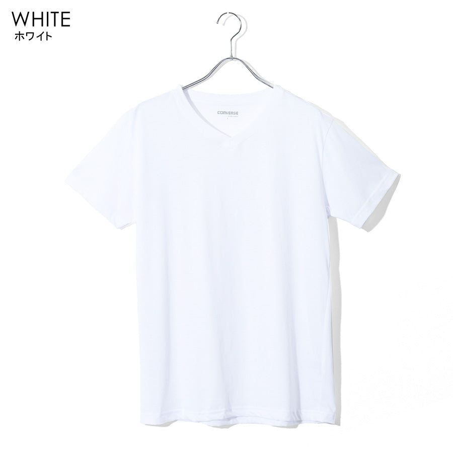 CONVERSE コンバース 2枚組 2P Vネック Tシャツ メンズ レディース ユニセックス 無地 綿混 シンプル ベーシック アンダーウェア インナー 肌着 薄手(7881690002)