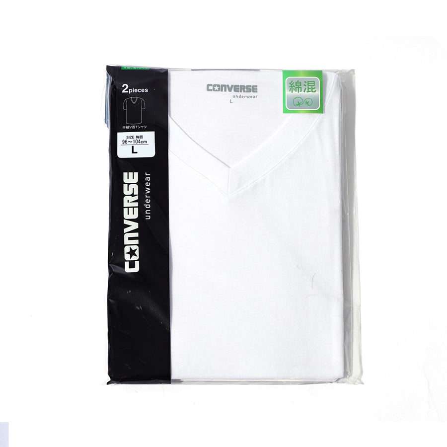 CONVERSE コンバース 2枚組 2P Vネック Tシャツ メンズ レディース ユニセックス 無地 綿混 シンプル ベーシック アンダーウェア インナー 肌着 薄手(7881690002)