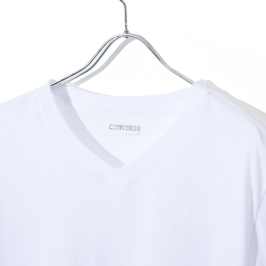 CONVERSE コンバース 2枚組 2P Vネック Tシャツ メンズ レディース ユニセックス 無地 綿混 シンプル ベーシック アンダーウェア インナー 肌着 薄手(7881690002)
