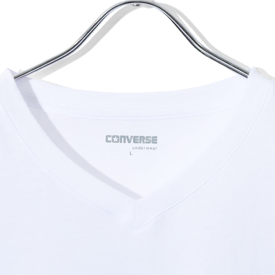 CONVERSE コンバース 2枚組 2P Vネック Tシャツ メンズ レディース ユニセックス 無地 綿混 シンプル ベーシック アンダーウェア インナー 肌着 薄手(7881690002)