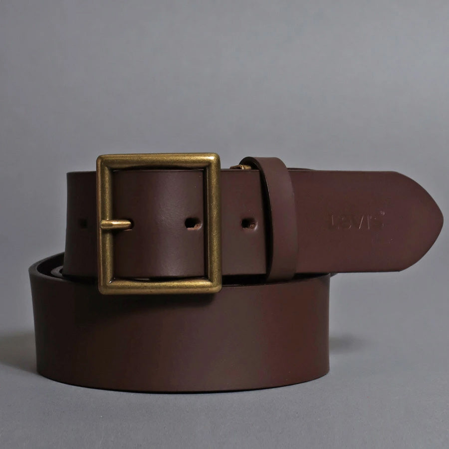Levi's リーバイス 本革 スクエアバックル 40mm レザーベルト ベルト メンズ おしゃれ ブランド 革 カジュアル ビジネス 大きいサイズ かっこいい オシャレ コーデ 人気 かわいい ペアルック レディース ユニセックス 全長約111cm(7718990093)