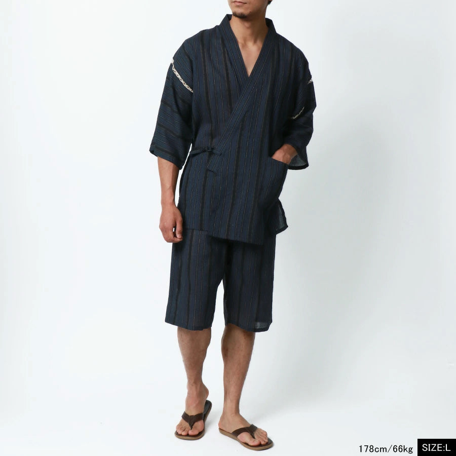 marukawa 甚平 甚兵衛 メンズ 涼しい おしゃれ 大きいサイズ じんべい jinbei しじら織 生地 半袖 上下セット 綿100 和服 和装 ルームウェア お祭り 花火大会 イベント(3192210014)