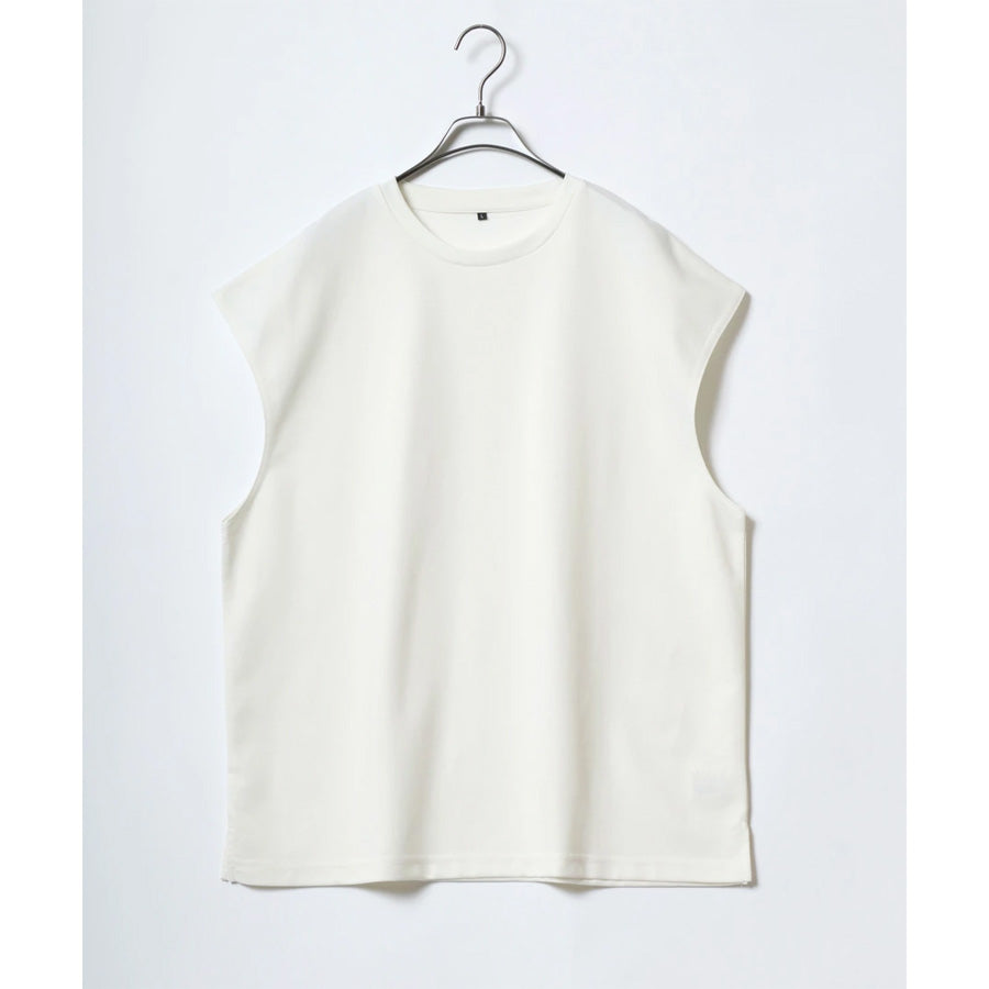 marukawa ドライ ダブルフェイス ポンチ ノースリーブ メンズ レディース ユニセックス Tシャツ 袖なし カットソー トップス インナー 速乾性 ストレッチ イージーケア素材 とろみ 快適 着心地 ベーシック シンプル ミニマル(0183010005)