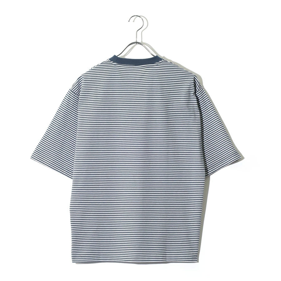 ヒヤロン 接触冷感 Tシャツ 半袖 ボーダー メンズ レディース ユニセックス クルーネック ポケット付き ポケT ひんやり 涼しい(0111690023)