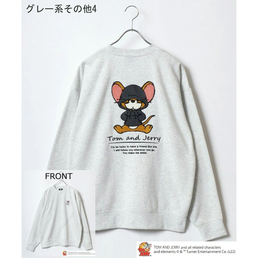 Tom and Jerry トムとジェリー スウェット トレーナー メンズ 裏起毛 ビッグシルエット オーバーサイズ ゆったり シンプル ロゴ入り ワンポイント 長袖 キャラクター 大きいサイズ レディース(0122280285)