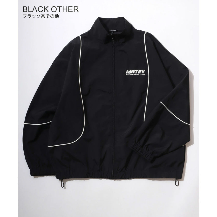 MATEY メーティー ロゴ 切替ライン シャカシャカ ナイロンブルゾン メンズ レディース ユニセックス トラックジャケット ライトアウター オーバーサイズ ルーズ(3142210160)