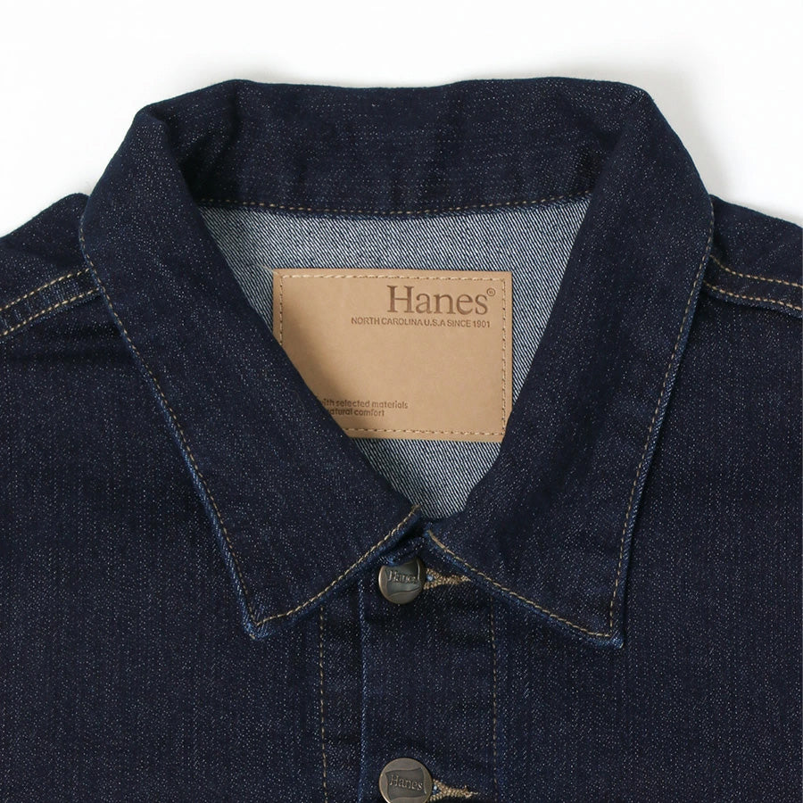Hanes へインズ デニムジャケット メンズ レディース ユニセックス 春夏 ストレッチ デニム Gジャン 3rdタイプ ジージャン トラッカージャケット アウター(3111120002)