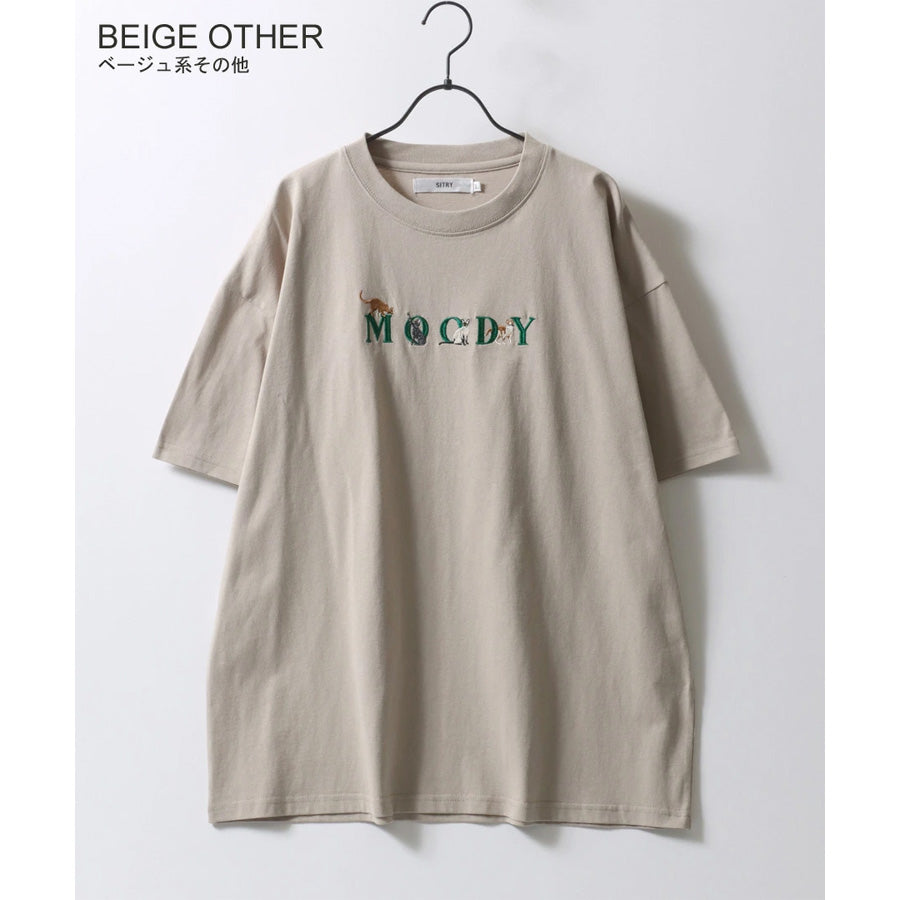 SITRY シトリー Tシャツ 半袖 メンズ レディース ユニセックス 綿100 別注 オーバーサイズ ビッグシルエット ワイドシルエット アニマル ゴースト ワンポイント刺繍 カットソー トップス(0115130027)