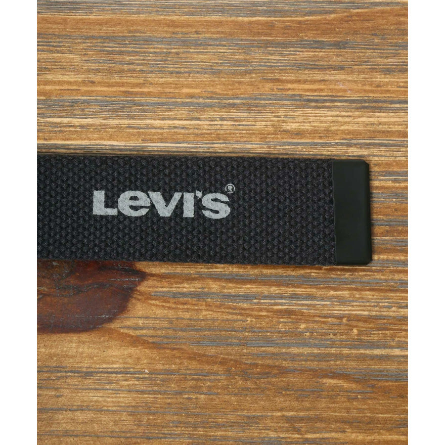 Levi's リーバイス GI ガチャベルト 35mm ブラックバックル 日本製 MADE IN JAPAN ブランド ロゴ ロングサイズ カジュアル ワーク 長さの調整~115cmまで可能(7718990029)