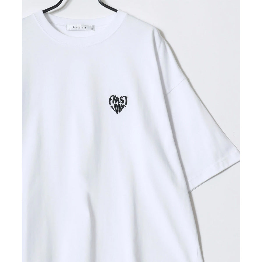 Lazar ラザル Tシャツ メンズ レディース ユニセックス 半袖 ロゴ ワンポイント 刺繍 ビッグシルエット オーバーサイズ ハート柄 カットソー(0115030058)
