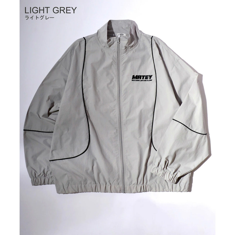 MATEY メーティー ロゴ 切替ライン シャカシャカ ナイロンブルゾン メンズ レディース ユニセックス トラックジャケット ライトアウター オーバーサイズ ルーズ(3142210160)