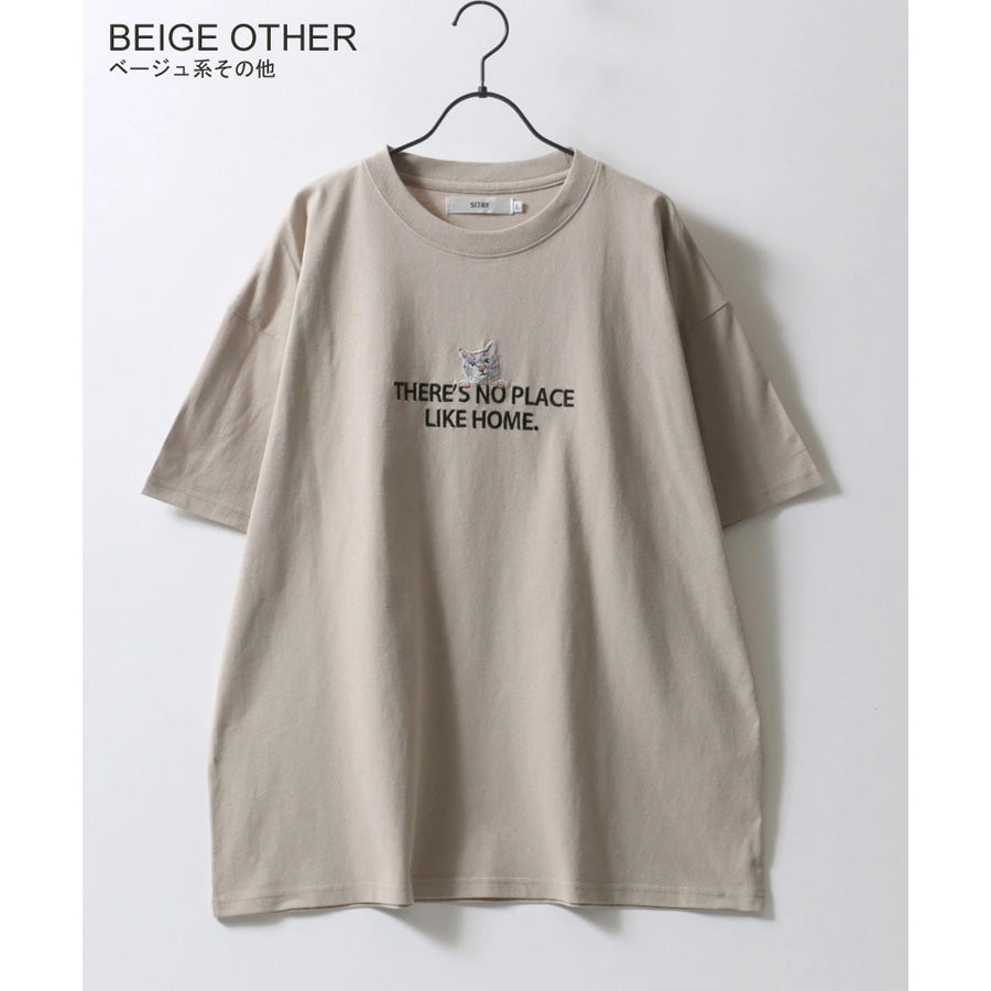 SITRY シトリー Tシャツ 半袖 メンズ レディース ユニセックス 綿100 別注 オーバーサイズ ビッグシルエット ワイドシルエット アニマル ワンポイント刺繍 ストリート カットソー トップス(0115130026)