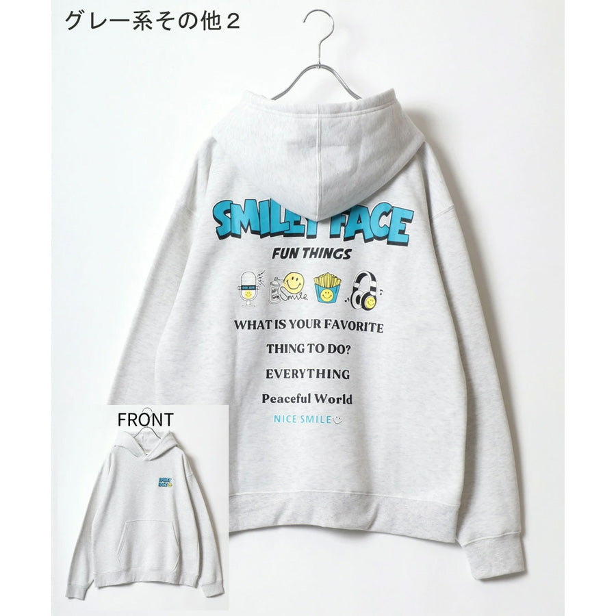 SMILEY FACE スマイリーフェイス スウェット パーカー メンズ 裏起毛 プルパーカー フーディ フーディー ワンポイント刺繍 スエット レディース(0132510130)