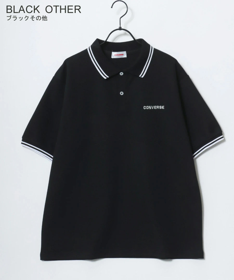 CONVERSE コンバース ポロシャツ 半袖 メンズ レディース ユニセックス ブランド QUICK DRY 速乾 カノコ 無地 ロゴ オールスター ワンポイント刺繍 襟ライン 鹿の子(0142280184)
